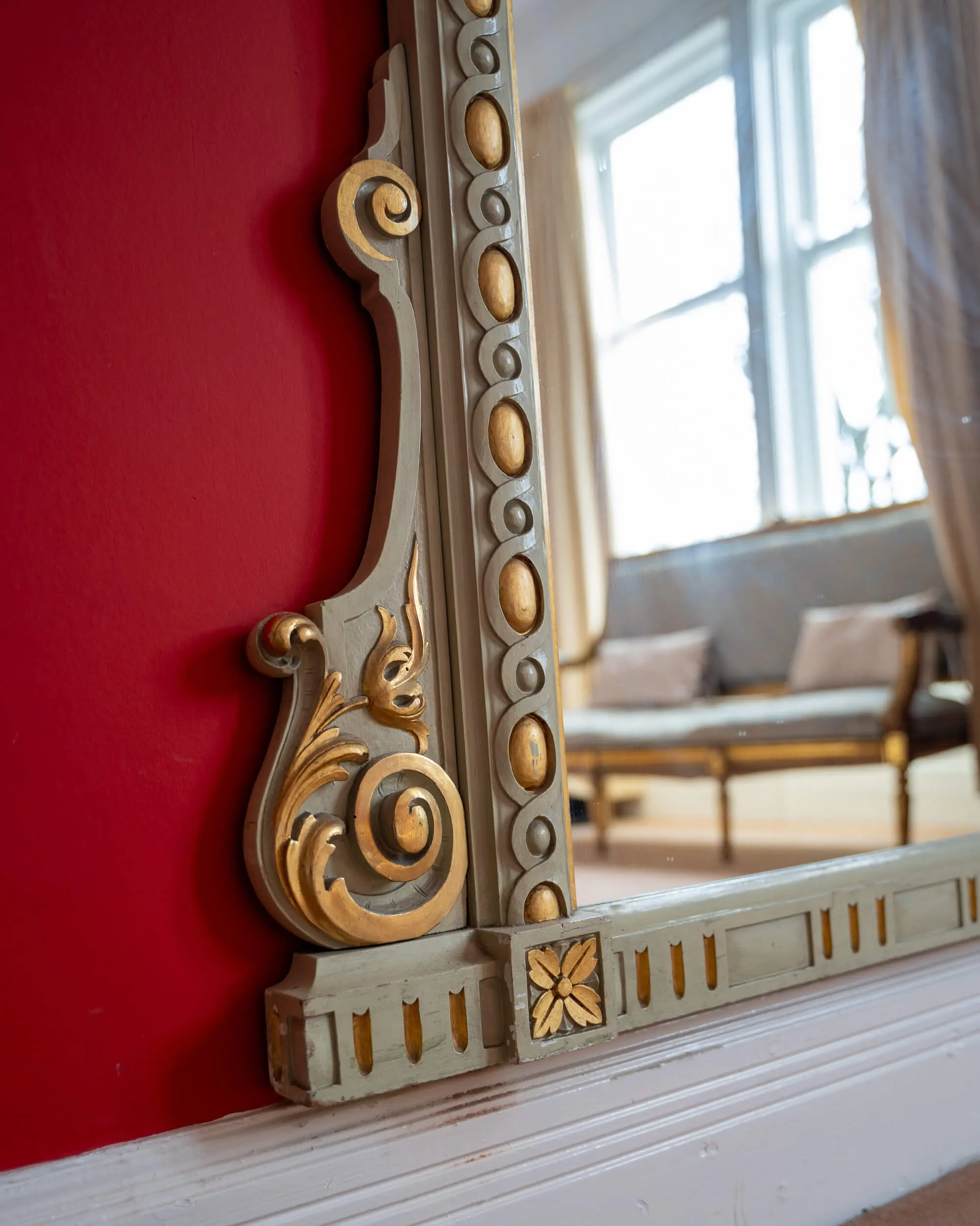 Large Decorative Painted and Gilded Wall Mirror - Supporting View 4